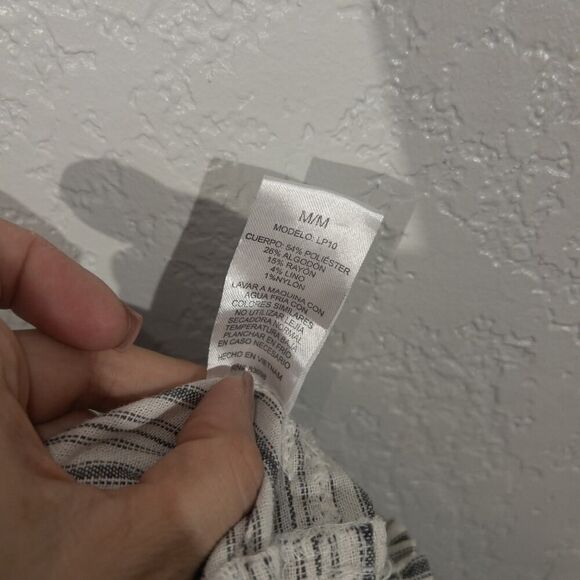 Ci Sono White Striped Nevada Wide Leg Pull On Pants Size‎ Medium - Picture 7 of 8